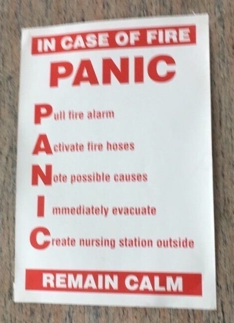 Bad acronyms: PANIC in case of fire!