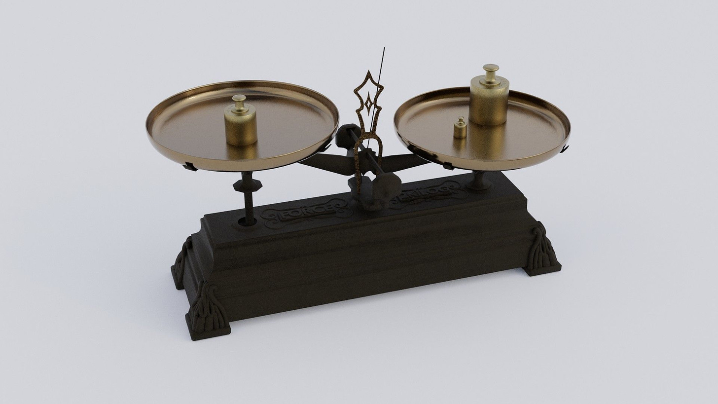 Rigged vintage balance scale with weights_3