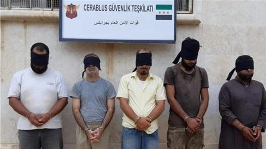 Daesh terrorists arrested by Turkish security forces in Jarablus, Syria, Sept. 7, 2022 (AA Photo)