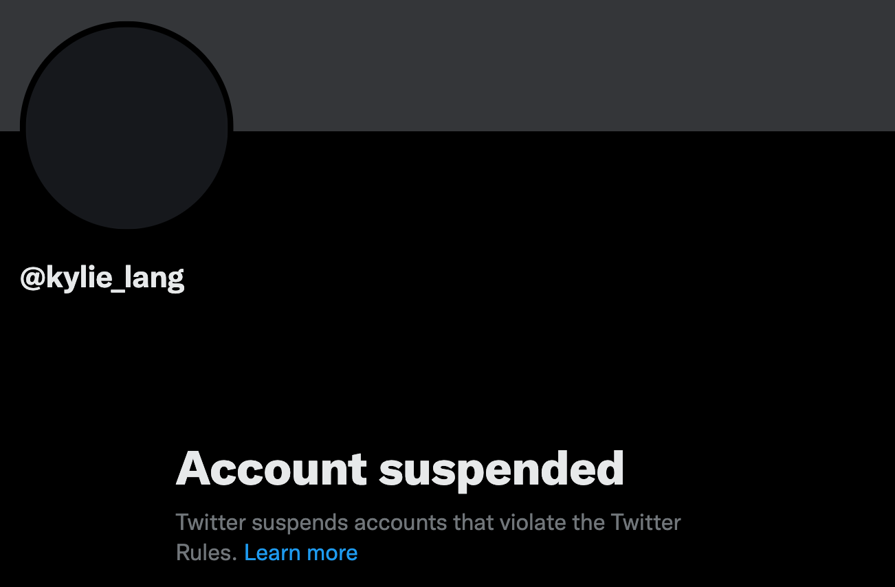 @kylie_lang - suspended from Twitter