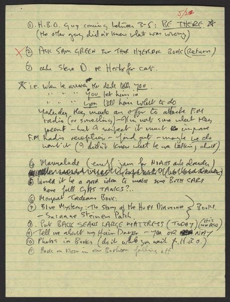 John Lennon's list was auctioned for $16,696.00!