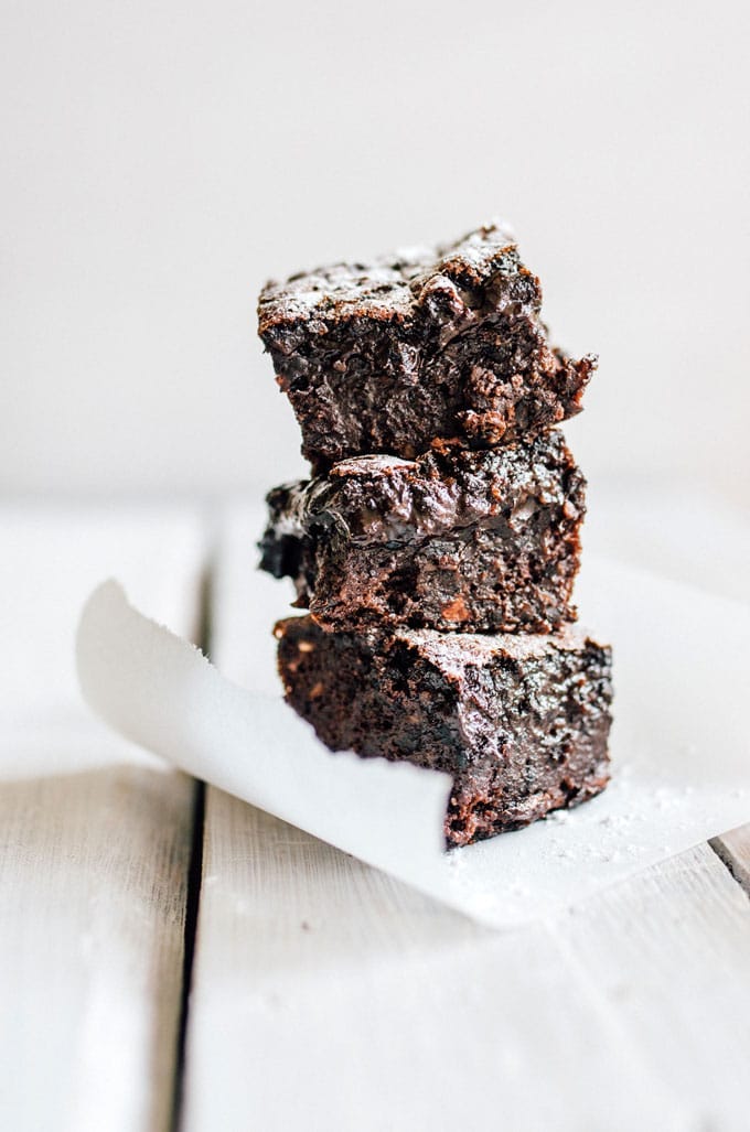 Fudgy Black Bean Brownies recipe on a white table