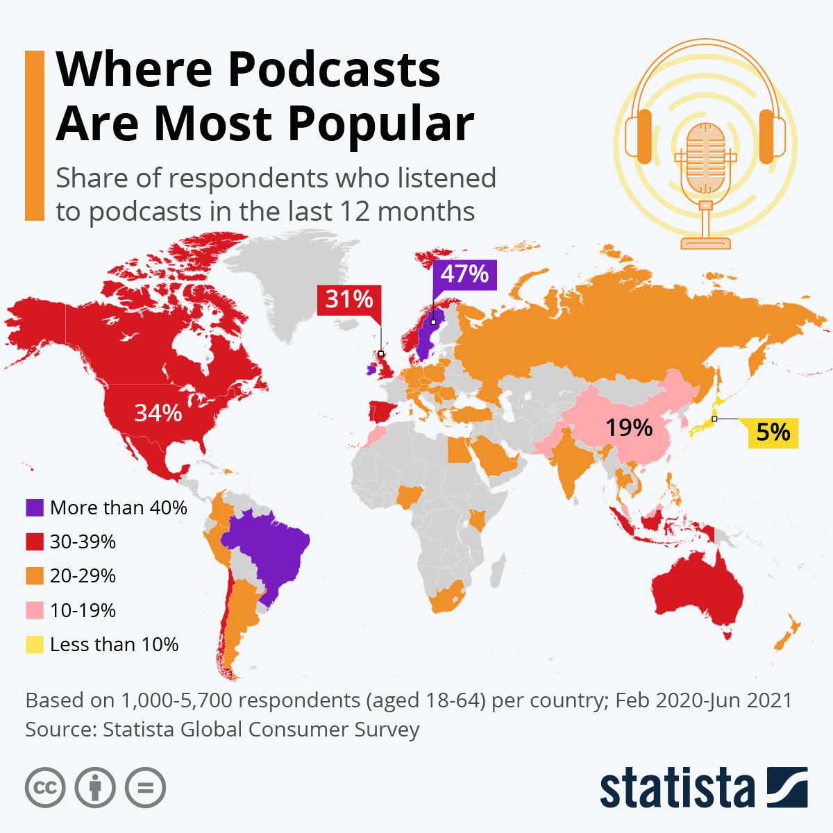 Infographic: Where Podcasts Are Most Popular | Statista