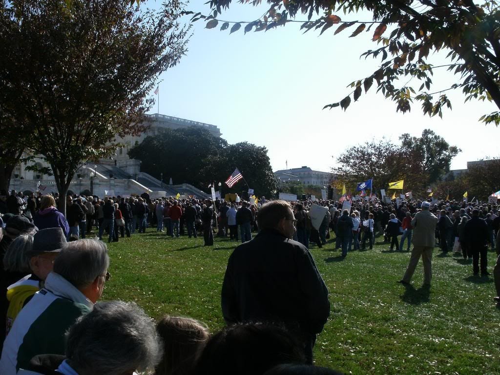 And this was just the crowd when we made it there at 11 o'clock, an hour before the rally was slated to begin.