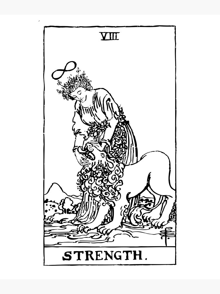 Tarot Card : Strength black &amp;amp; white" Greeting Card for Sale by  tarotcarddesign | Redbubble