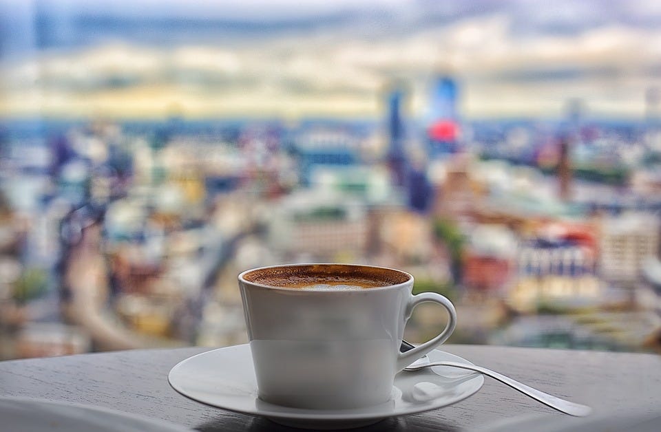 Shard, Coffee, Cup, London, Morning, City View, Cafe