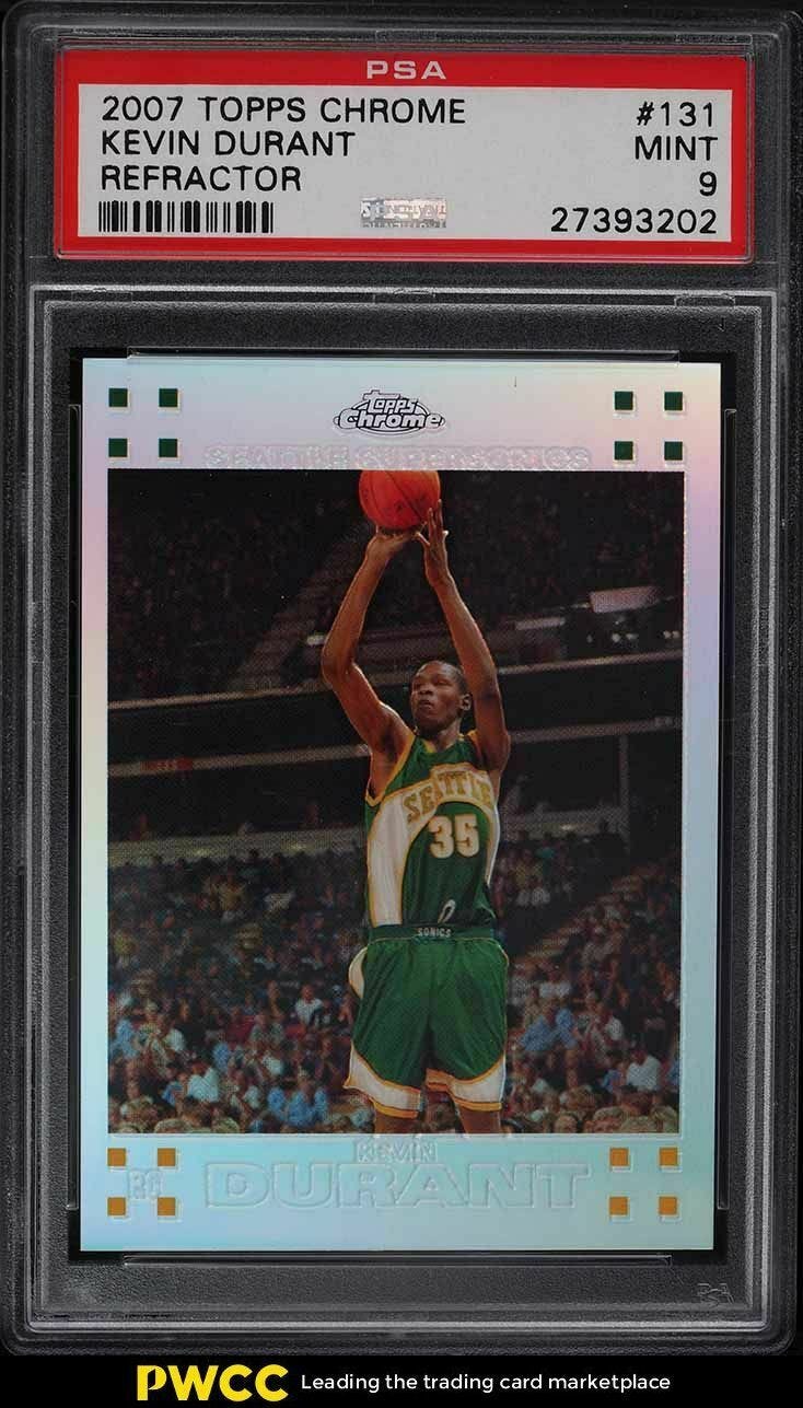 Image 1 - 2007-Topps-Chrome-Refractor-Kevin-Durant-ROOKIE-RC-1499-131-PSA-9-MINT
