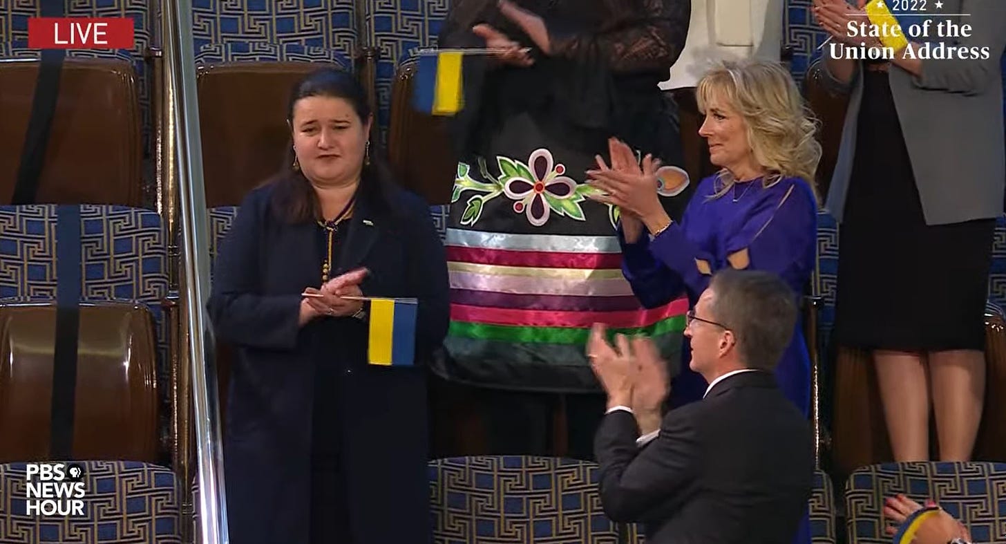 Ukrainian ambassador receives a standing ovation at Biden&amp;#39;s State of the  Union address