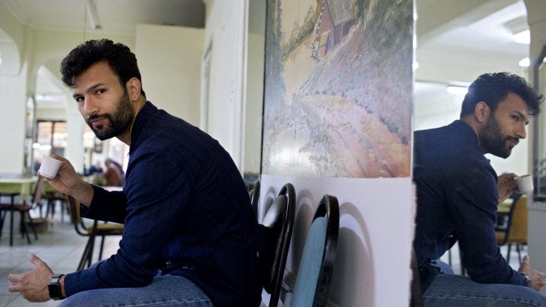 A portrait of Sertaç Taşdelen, a Turkish entrepreneur and creator of the fortune telling app Faladdin, in Istanbul, Turkey, at a traditional tea and coffee establishment, on Dec. 26, 2019.