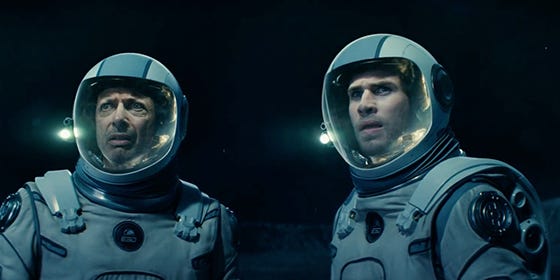 Jeff Goldbum (right) and Liam Hemsworth suit up to do battle against returning aliens in "Independence Day: Resurgence," director Roland Emmerich's 2016 sequel released by Twentieth Century Fox.