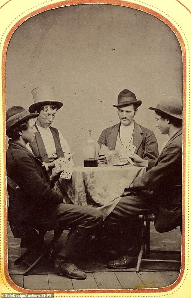 Photo of Billy the Kid playing cards with his gang – just the second known  picture of the notorious gunman – is set to fetch $1m at auction after  family of fellow