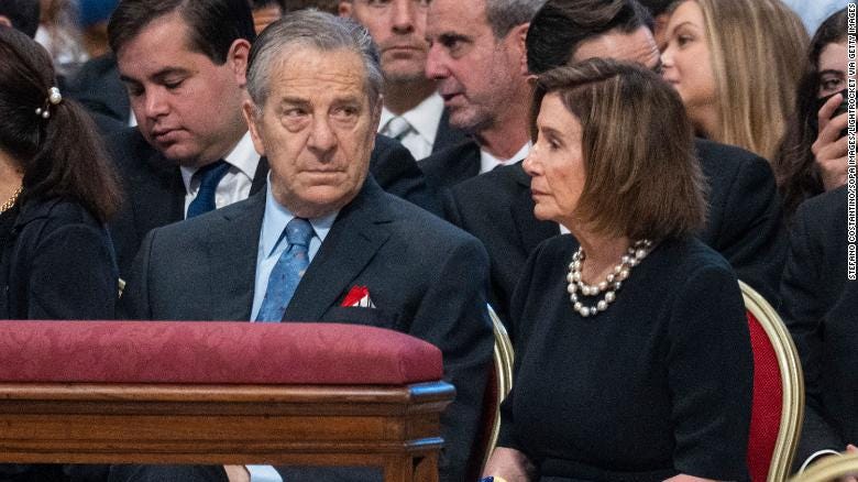 House Speaker Nancy Pelosi is pictured with her husband Paul Pelosi while attending a Holy Mass for the Solemnity of Saints Peter and Paul lead by Pope Francis in St. Peter&#39;s Basilica.