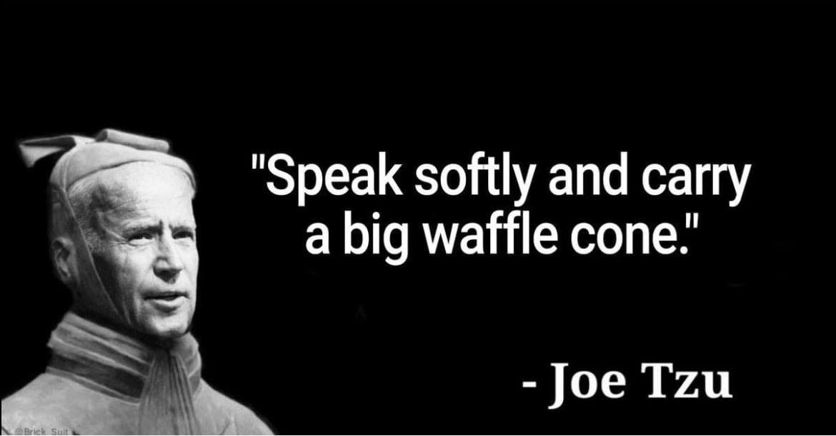 May be an image of 1 person and text that says '"Speak softly and carry a big waffle cone." -Joe Tzu'