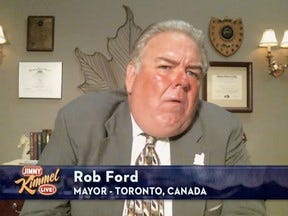 Parks and Recreation star Jim O'Heir as Rob Ford on Jimmy Kimmel Live