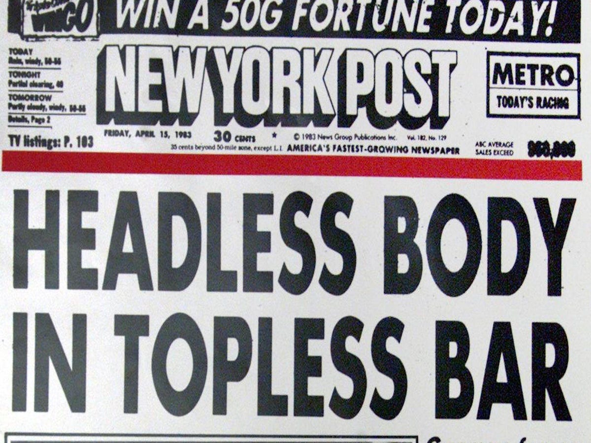 Vincent Musetto: Man who wrote 'Headless Body in Topless Bar' headline has  died | The Independent | The Independent