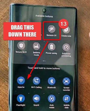 Drag the "Sensors off" button down