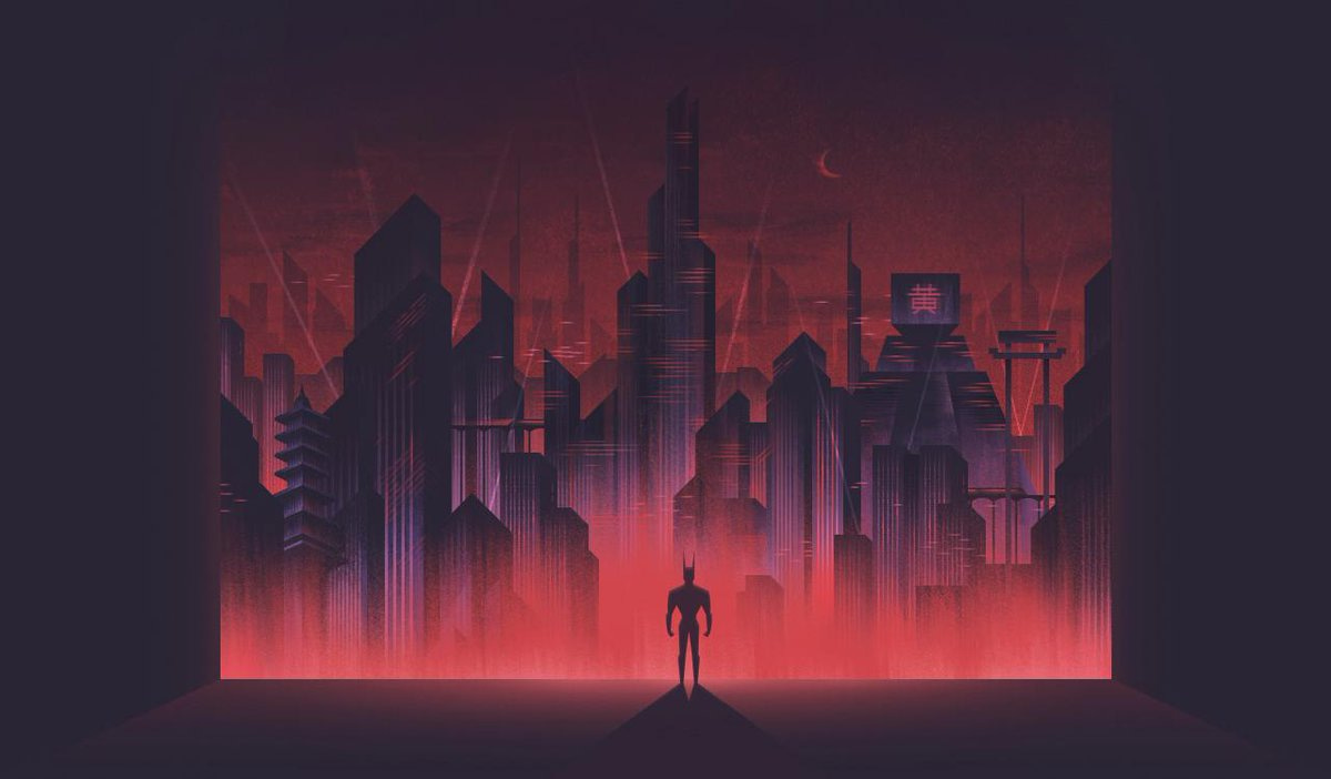 Joseph Le på Twitter: "The fire rises in Neo-Gotham. #batman #batmanbeyond  #gotham #cityscape #skyscrapers #art #design #illustration #red  http://t.co/vLTHMpSAko" / Twitter