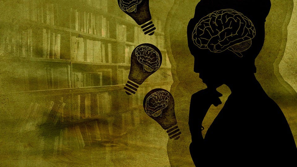 Mujer, Cerebro, Bombilla De Luz, Mente, Los Libros