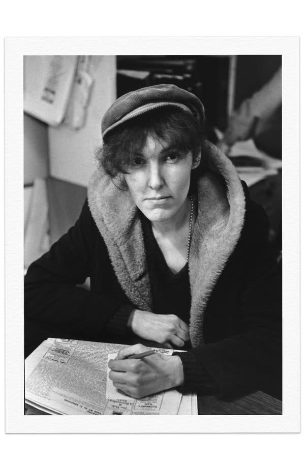Valerie Solanas in the offices of The Village Voice in 1967, the year she published “SCUM Manifesto,” which was, in part, a call to arms for the coalition she was forming, the Society for Cutting Up Men.