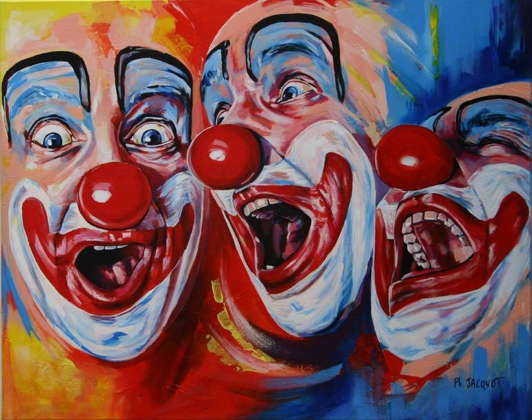 Clowns Painting by Philippe Jacquot | Saatchi Art
