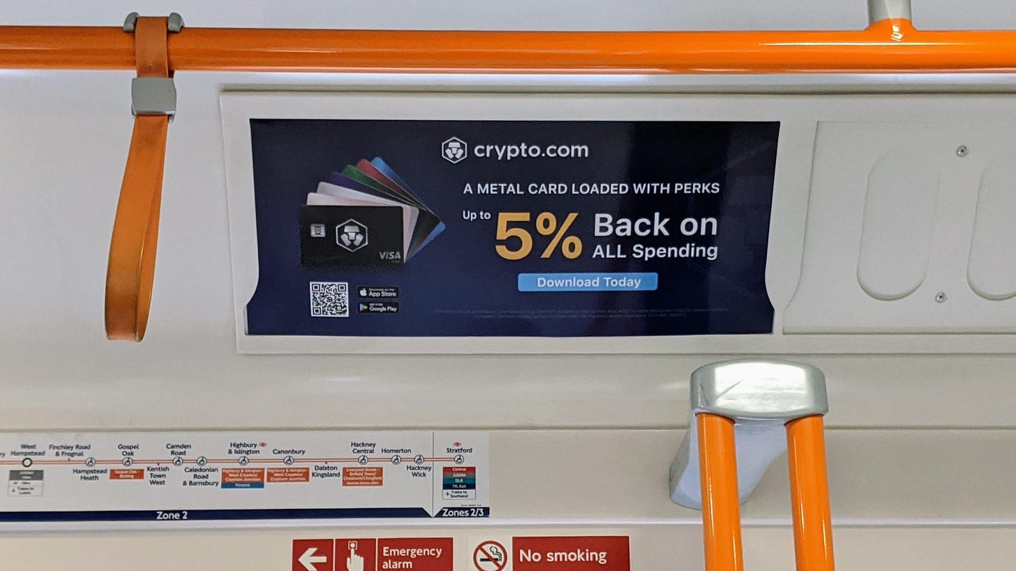 Seen on the London tube this March morning - feels properly mainstream  already : r/Crypto_com