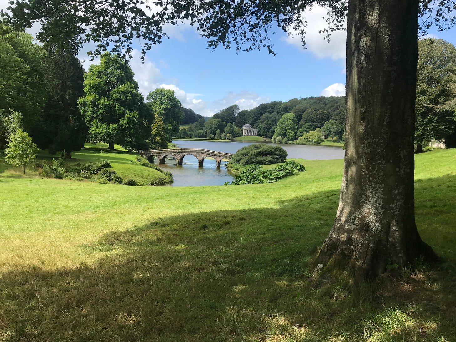 Stourhead Garden, National Trust. View of the lake and Palladian bridge.