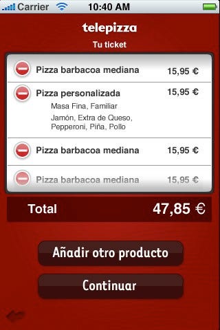 Telepizza en el iPhone