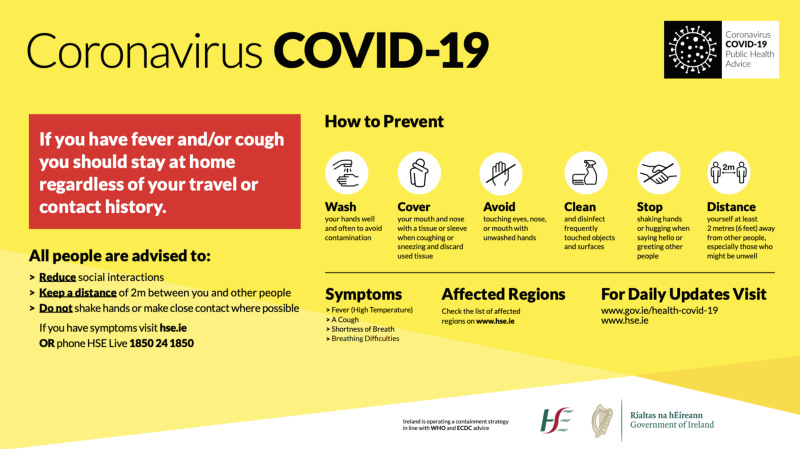 By the HSE: How to prevent spread of COVID-19