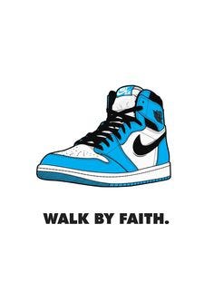Walk by Faith Poster Air Jordan 1 Blue digital Print | Etsy Philippines