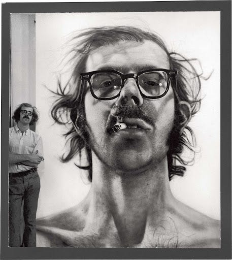 Chuck Close | Chuck Close with &#39;Big Self-Portrait&#39; in his studio, 1968