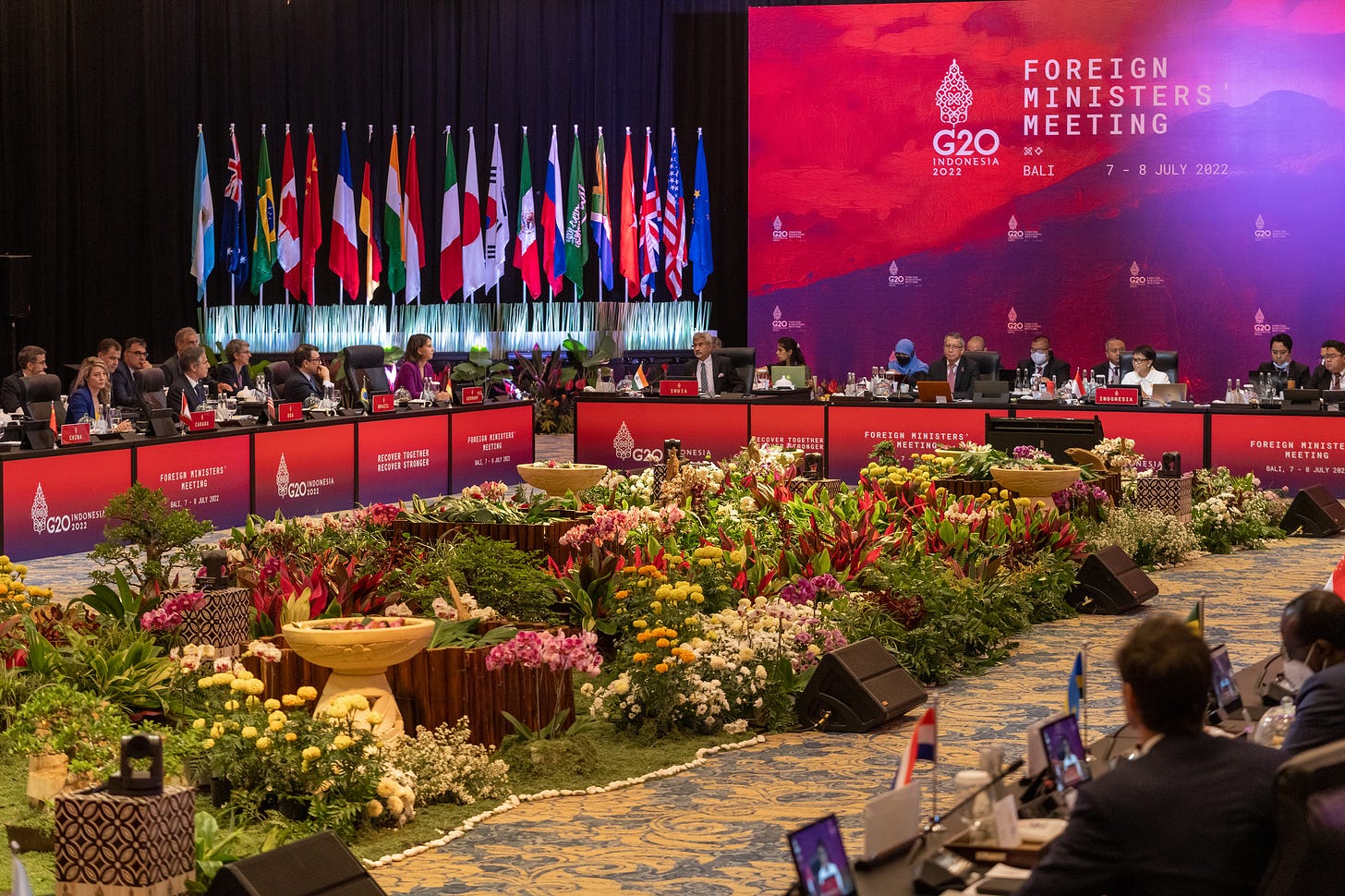 G20 Foreign Ministers’ meeting in Bali on July 8, 2022 (Image: Ron Przysucha/US Department of State; public domain)