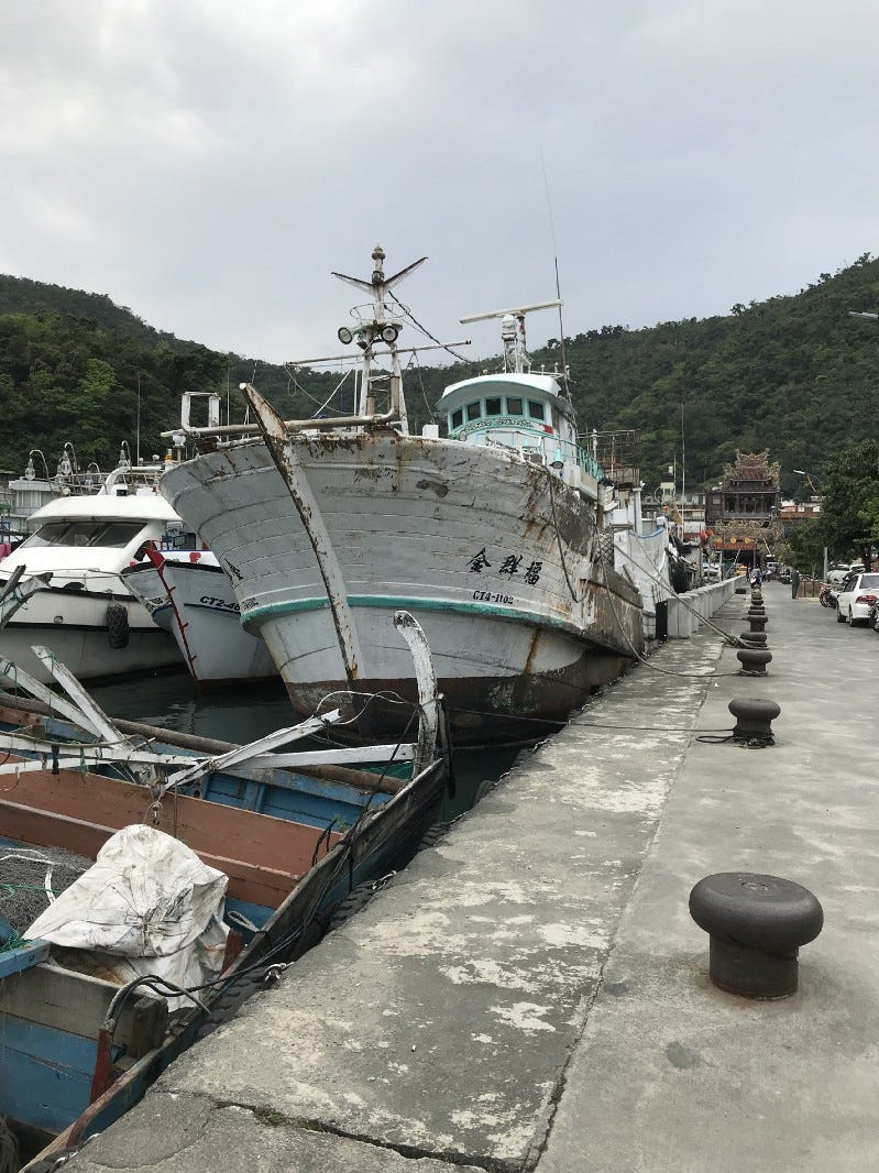old Taiwanese junk ship at Su-ao Port Harbor, Taiwan