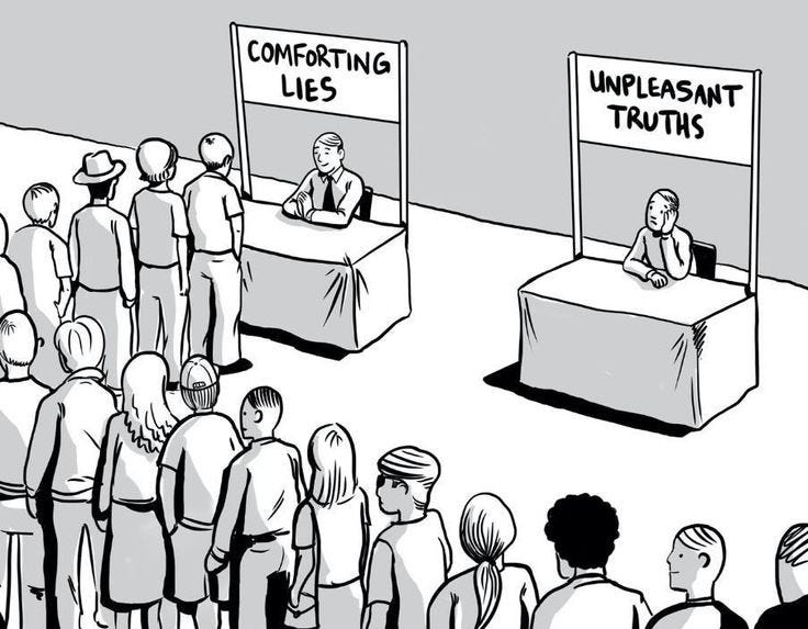 Cartoon – Comforting Lies vs. Unpleasant Truths | HENRY KOTULA