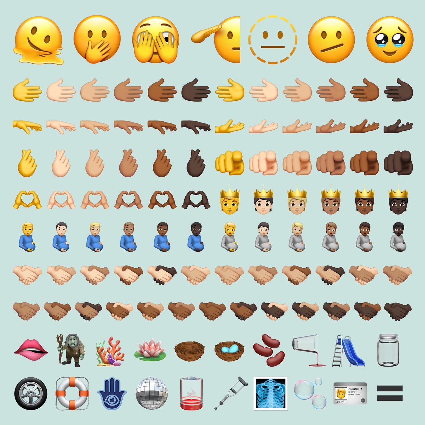 variety of emojis on light blue background