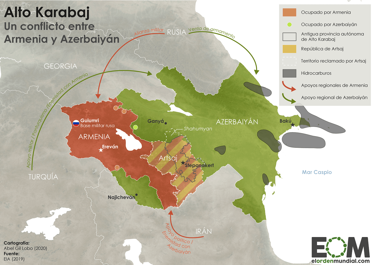 El conflicto por el Alto Karabaj - Mapas de El Orden Mundial - EOM