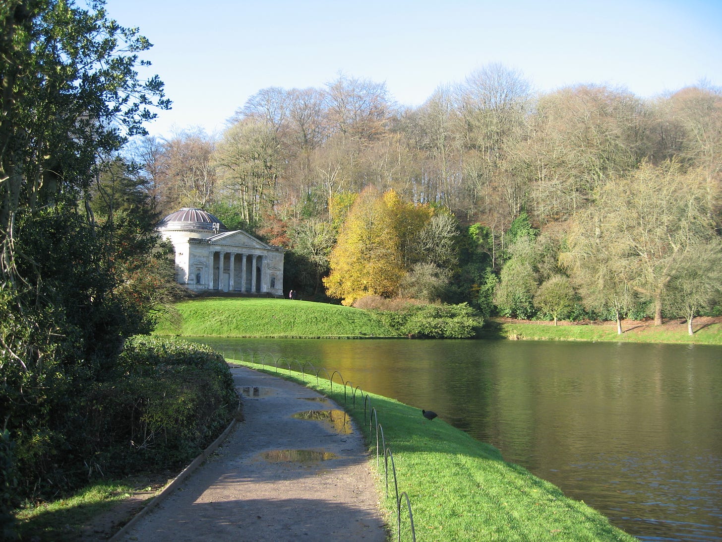 A temple in Stourhead Garden, Wiltshire. National Trust.