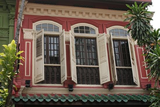 SINGAPORE: Wooden window shutters