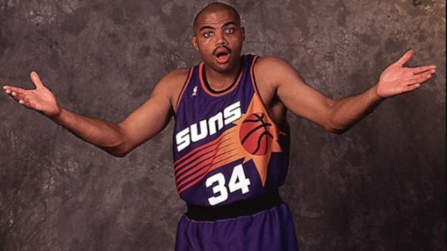 Charles Barkley shrugging like "what tho?"