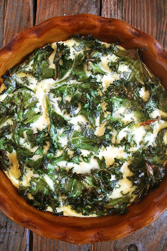Crustless quiche loaded with kale. 