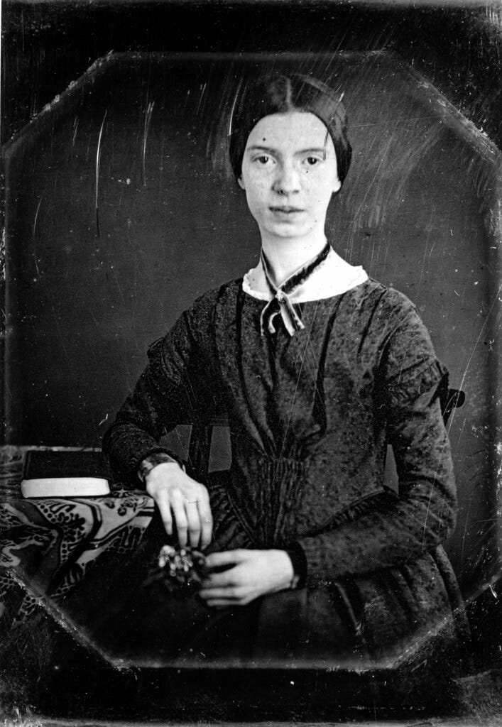 Emily Dickinson "Emily Dickinson daguerreotype 1847" by Amherst College Archives is marked with Public Domain Mark 1.0. 