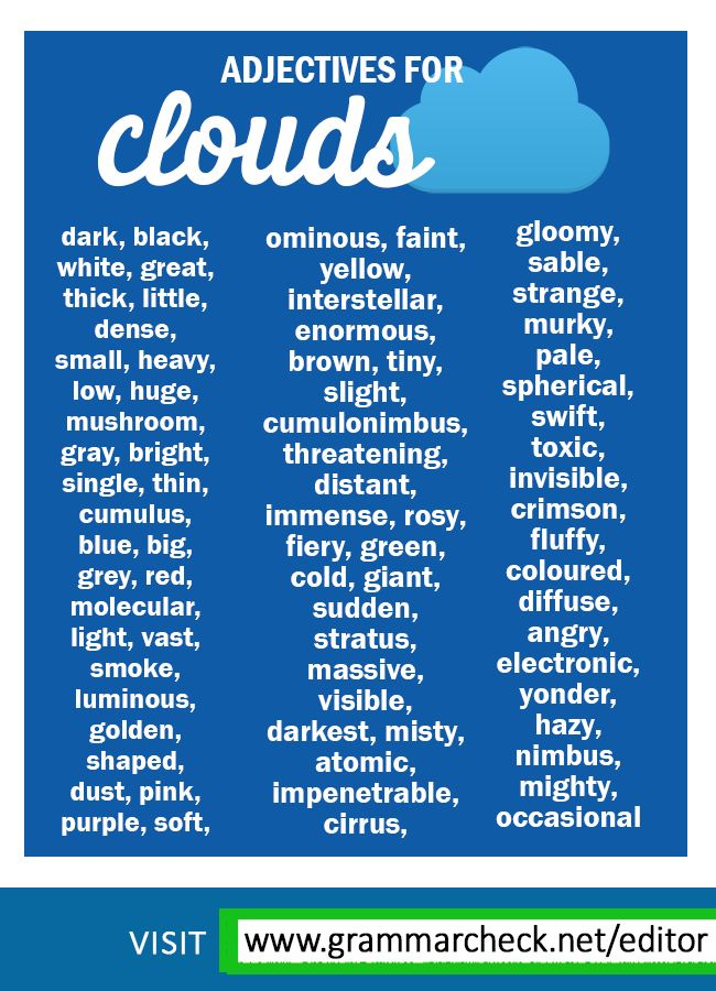 Adjectives for clouds | Writing words, Book writing tips, Descriptive  writing