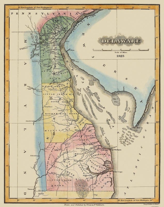 Historic Map of Delaware - Lucas 1823 - Maps of the Past