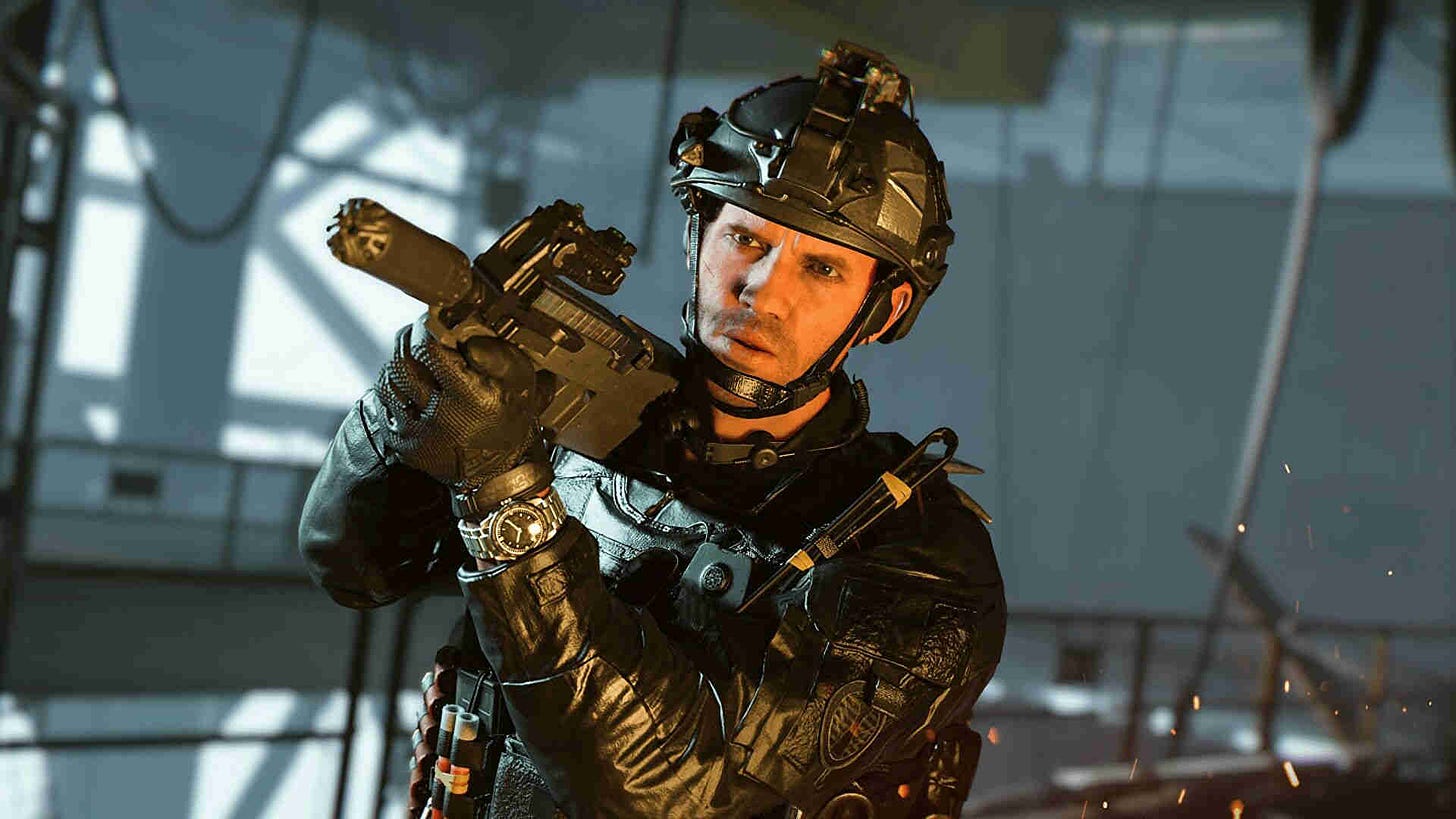 A man holding a gun in Modern Warfare 2