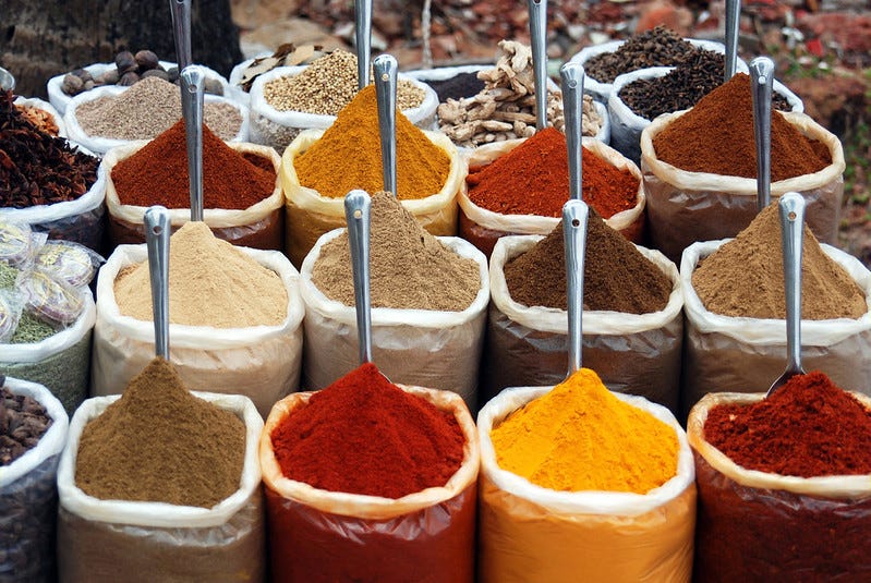 Indian spices. Photo by Sara Marlowe | https://www.flickr.com/photos/saramarlowe/8170948596