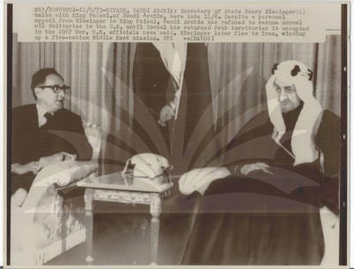 Henry Kissinger with King Faisal of Saudi Arabia"
