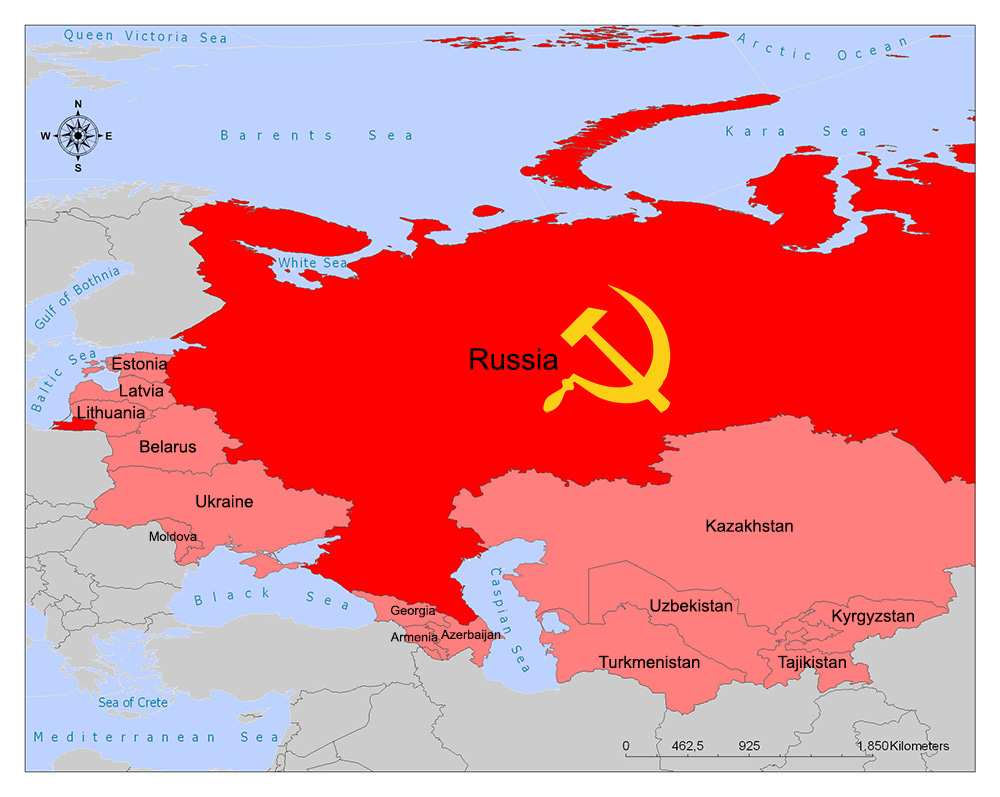 Soviet Union Map/Union of Soviet Socialist Republics (USSR) | Mappr