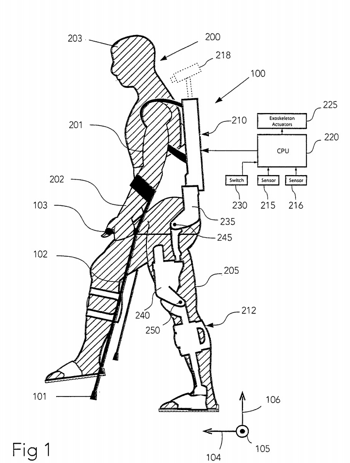 A patent drawing of the wearable robot.