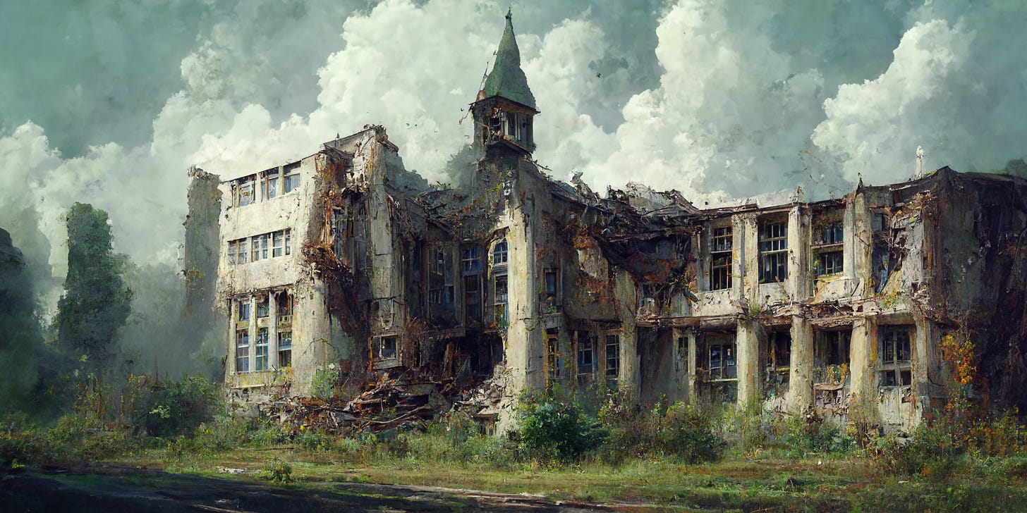 a crumbling school
