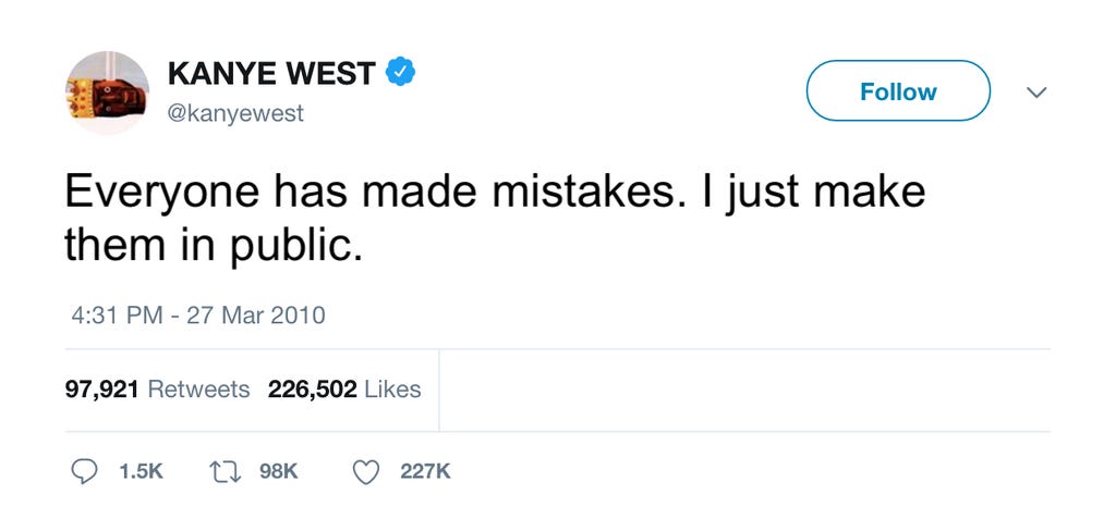 Kanye West - "Mistakes In Public" - Tee Tweets