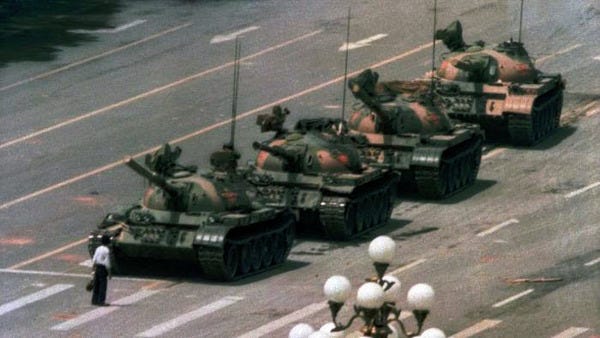 It has been 28 years since the protests at Tienanmen Square. This image should be in every social studies teacher’s classroom.
